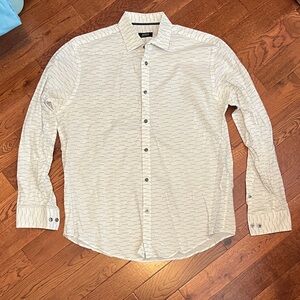 Alfani Cream Patterned Button Down Shirt